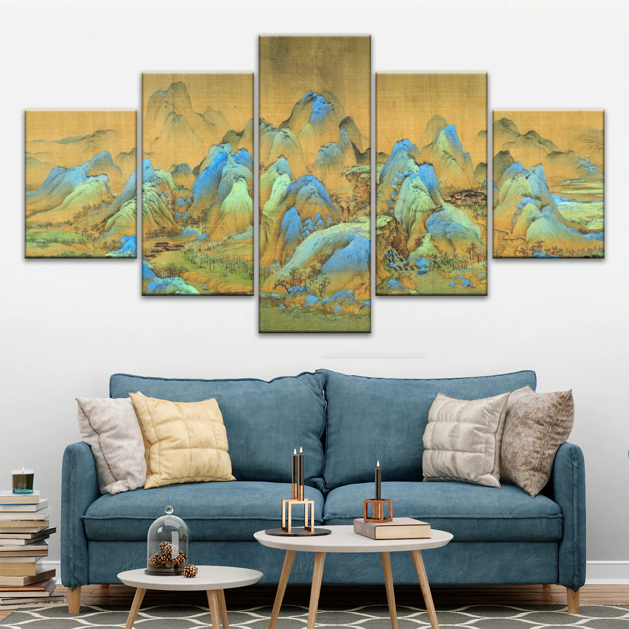 Chinese Brush Painting, Thousand Miles of Mountains and Rivers Canvas Prints
