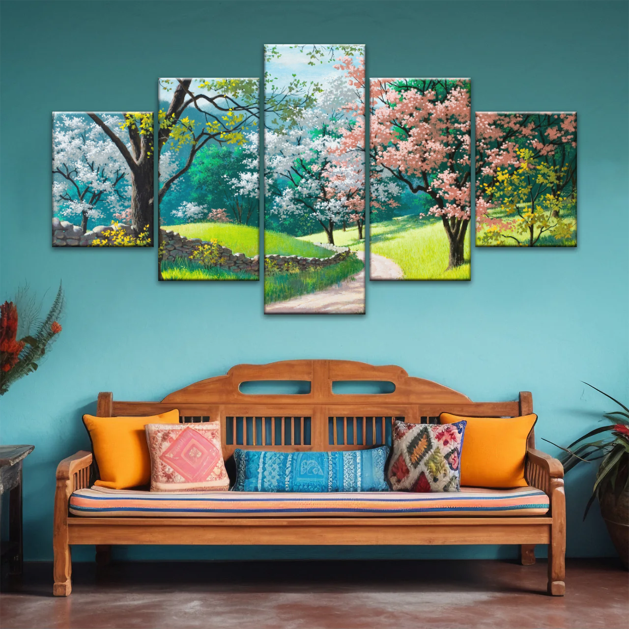 Forest Path Filled With Spring Blossoms Wall Art Frames
