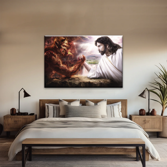 God Jesus Christ Good vs Devil Satan Evil Lucifer Wall Art