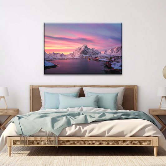 Lofoten Norway The Fishing Village Of Reine At Dusk Wall Art