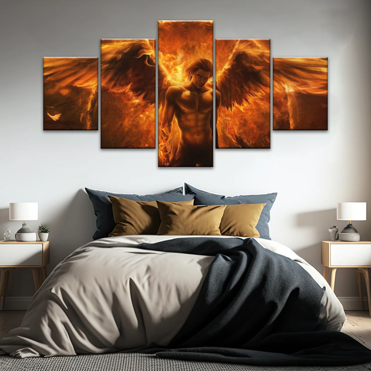 Dark Angel Lucifer Illustration Hell Warrior Canvas Prints Art
