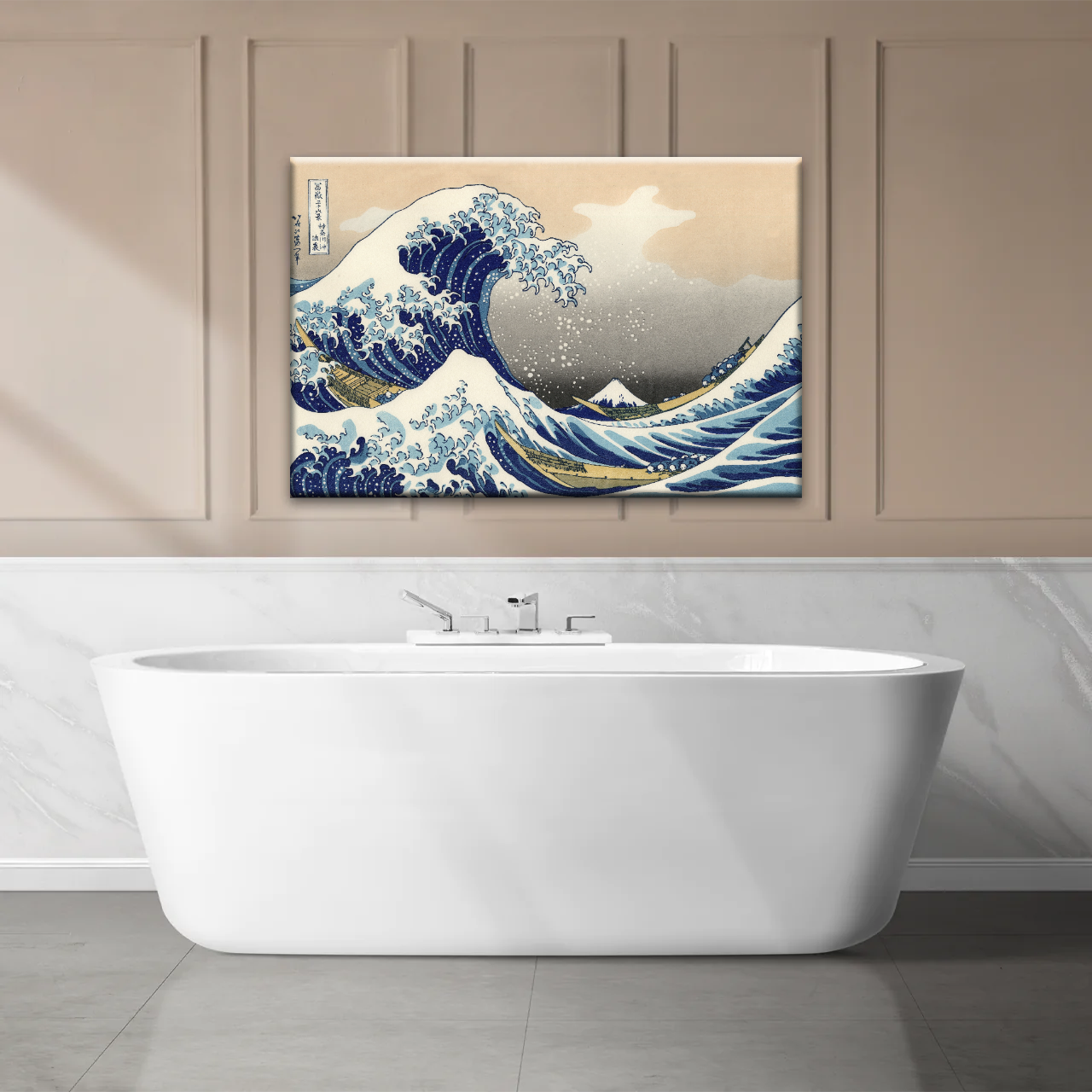 Retro style The Great Wave Off Kanagawa Canvas Prints