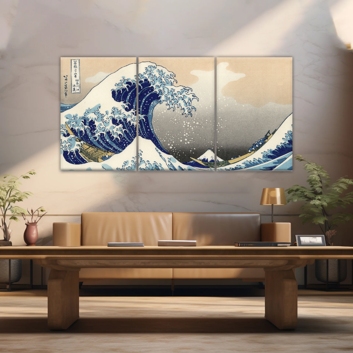 Retro style The Great Wave Off Kanagawa Canvas Prints