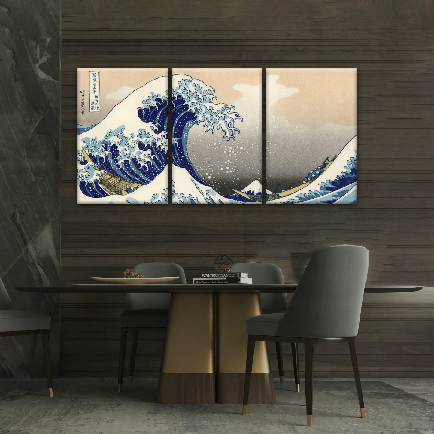 Retro style The Great Wave Off Kanagawa Canvas Prints