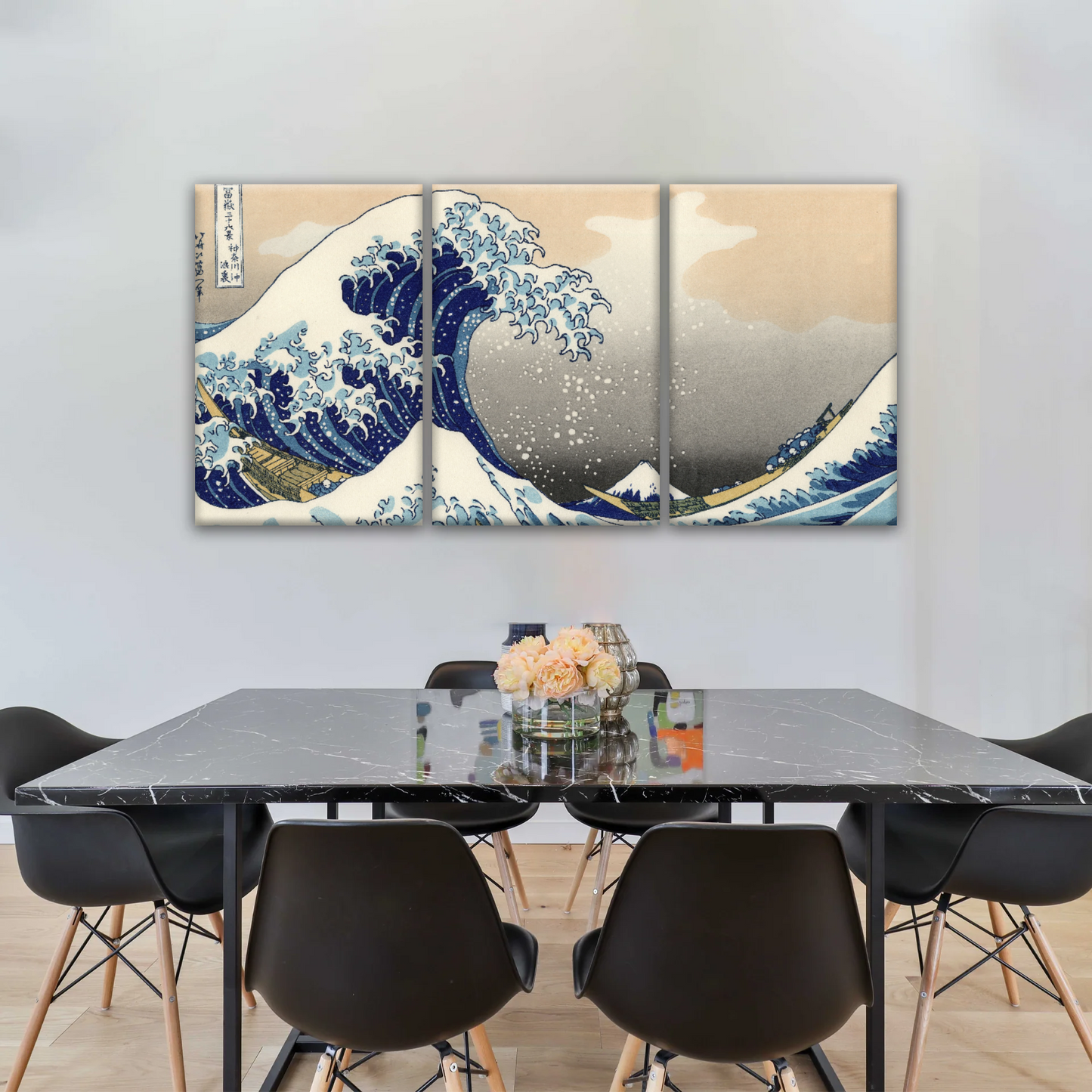 Retro style The Great Wave Off Kanagawa Canvas Prints