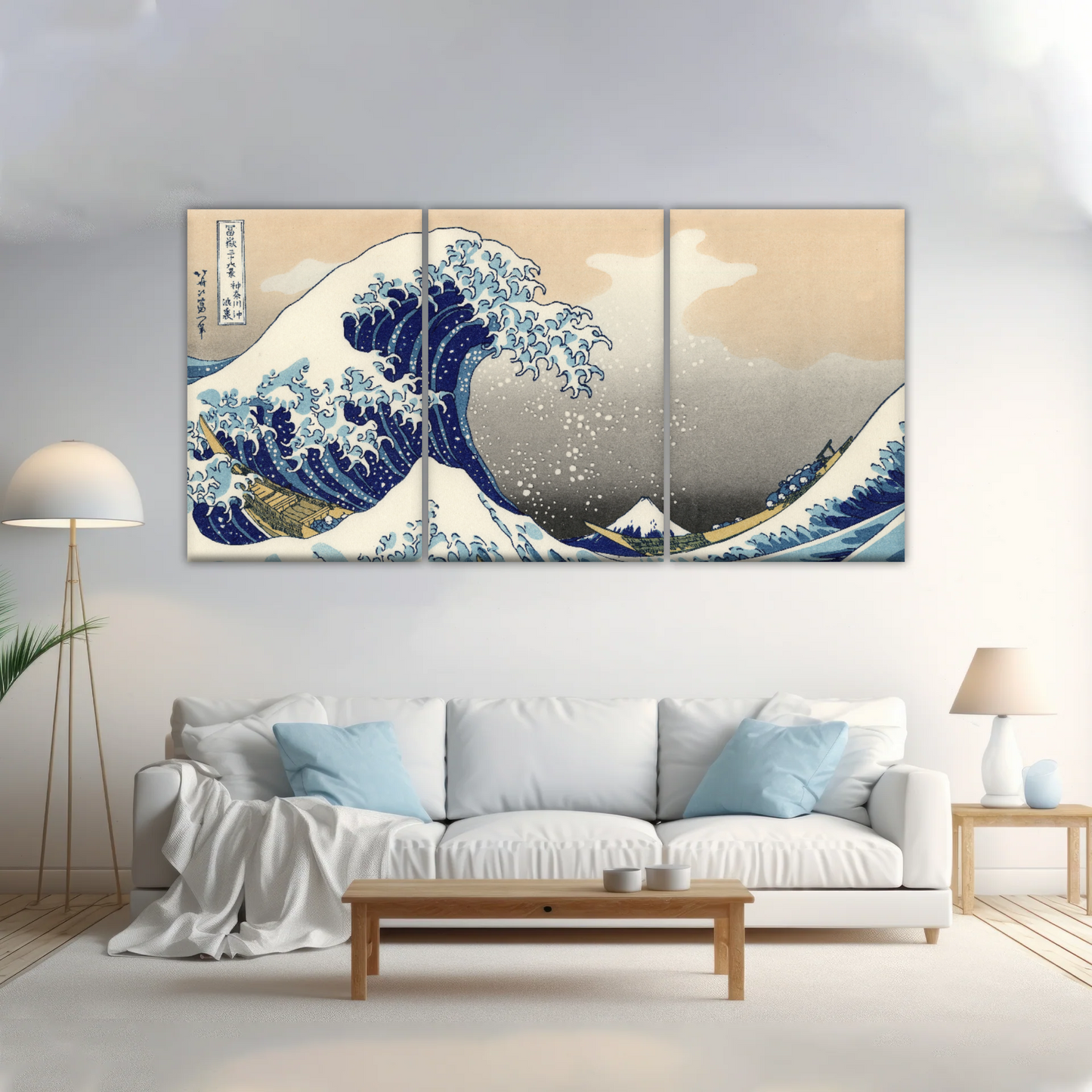 Retro style The Great Wave Off Kanagawa Canvas Prints