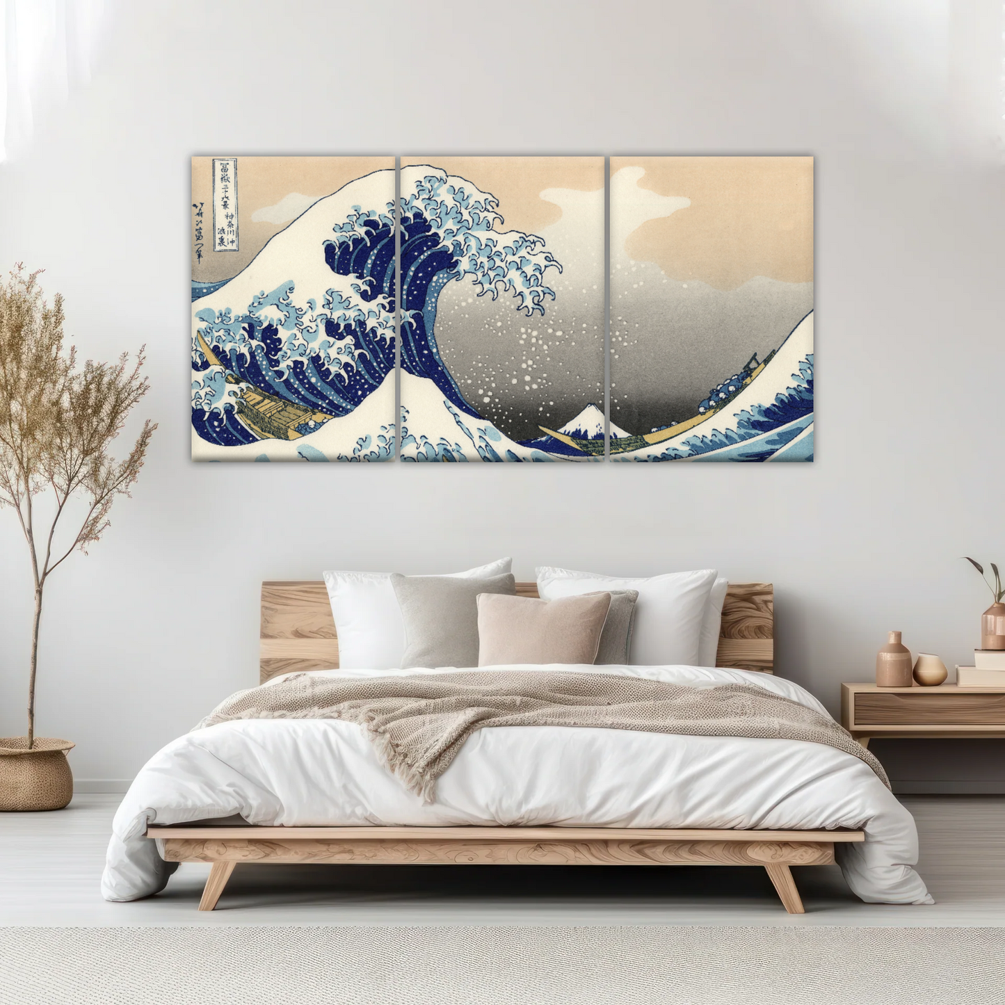 Retro style The Great Wave Off Kanagawa Canvas Prints