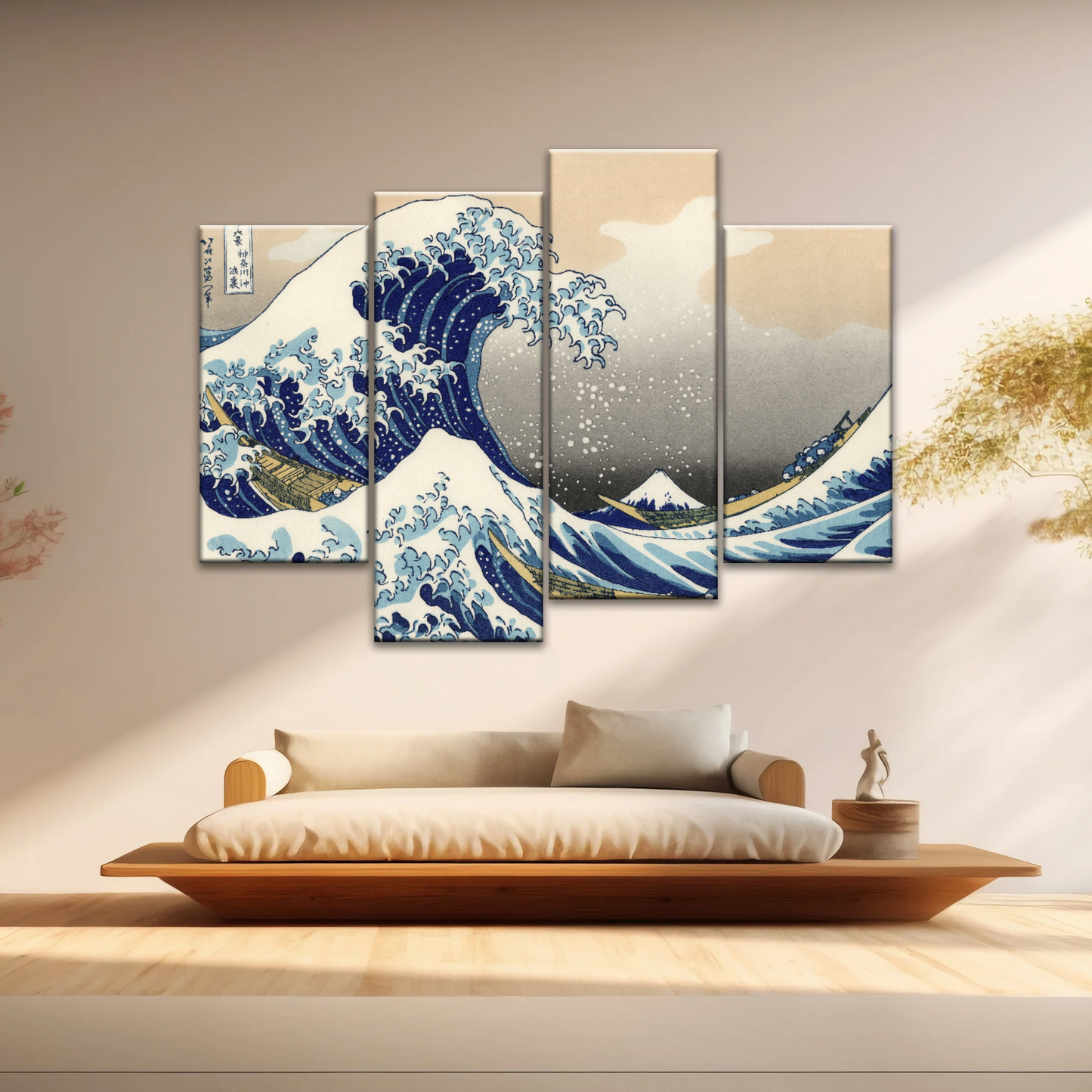 Retro style The Great Wave Off Kanagawa Canvas Prints