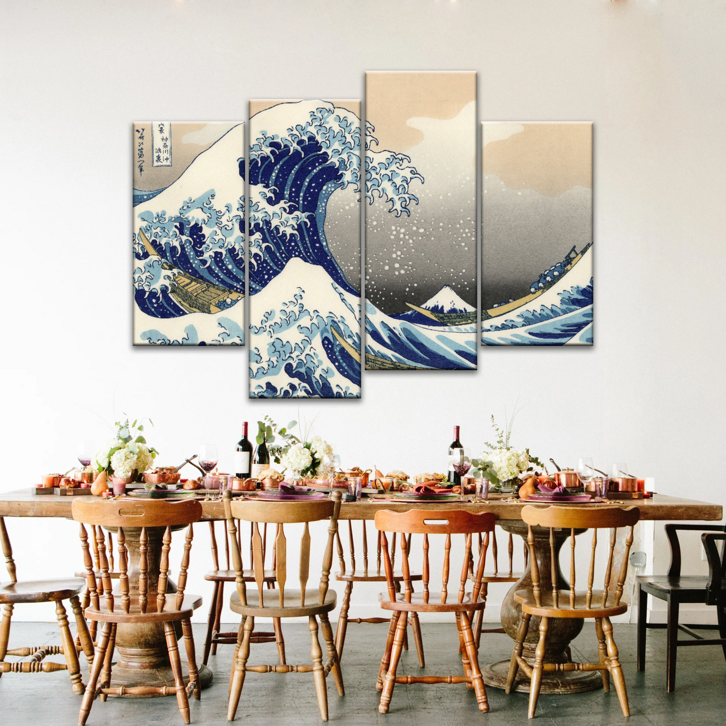 Retro style The Great Wave Off Kanagawa Canvas Prints