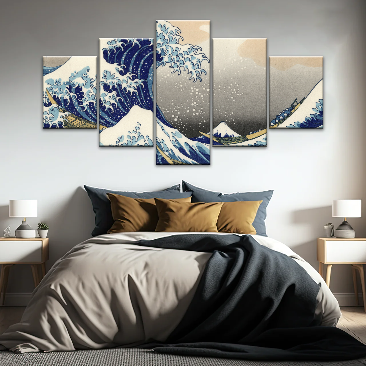 Retro style The Great Wave Off Kanagawa Canvas Prints
