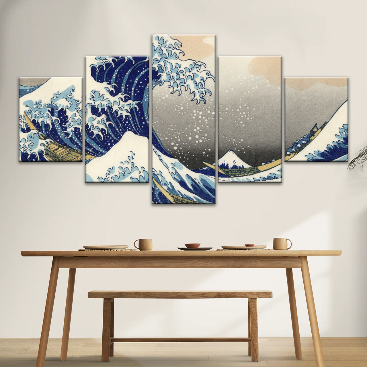 Retro style The Great Wave Off Kanagawa Canvas Prints