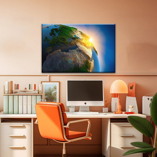 Sunlight Through Earth Planet Photo To Canvas Print