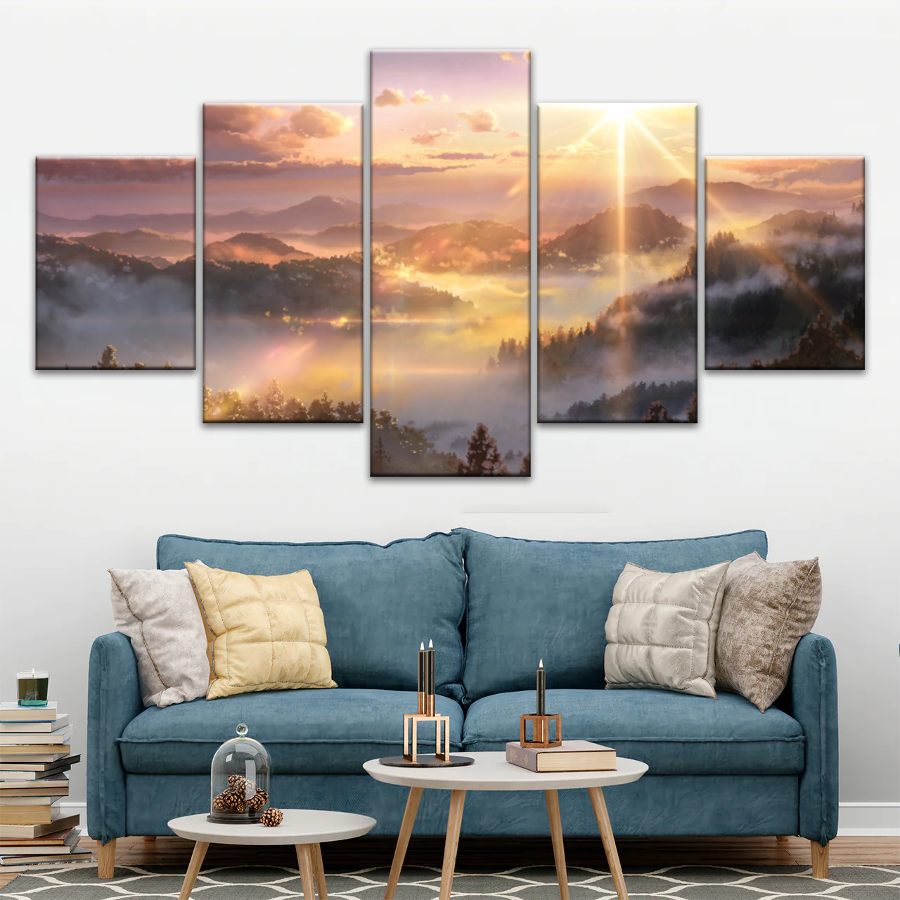 Sunrise Over Forest Landscape Canvas Prints Wall Art