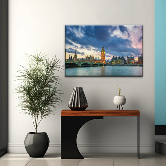 Sunset of Big Ben In London Framed Canvas Prints