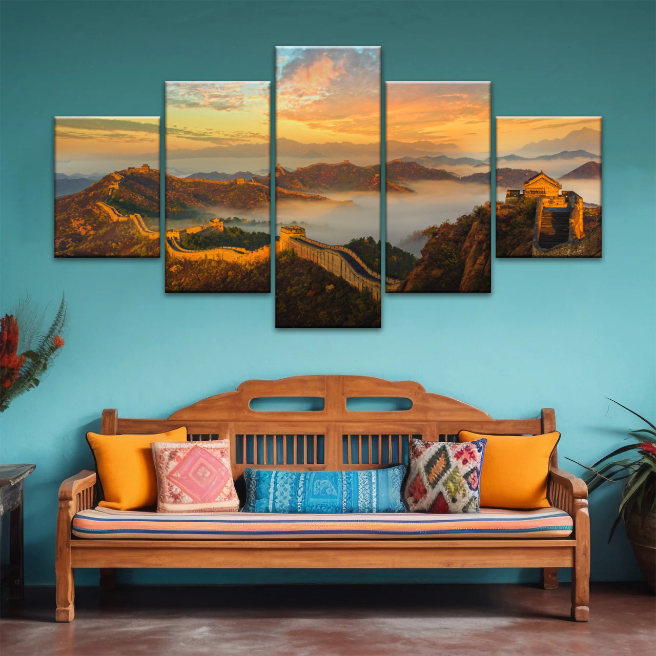 Sunrise Landscape The Golden Mountain Great Wall In Jinshanling China Wall Art