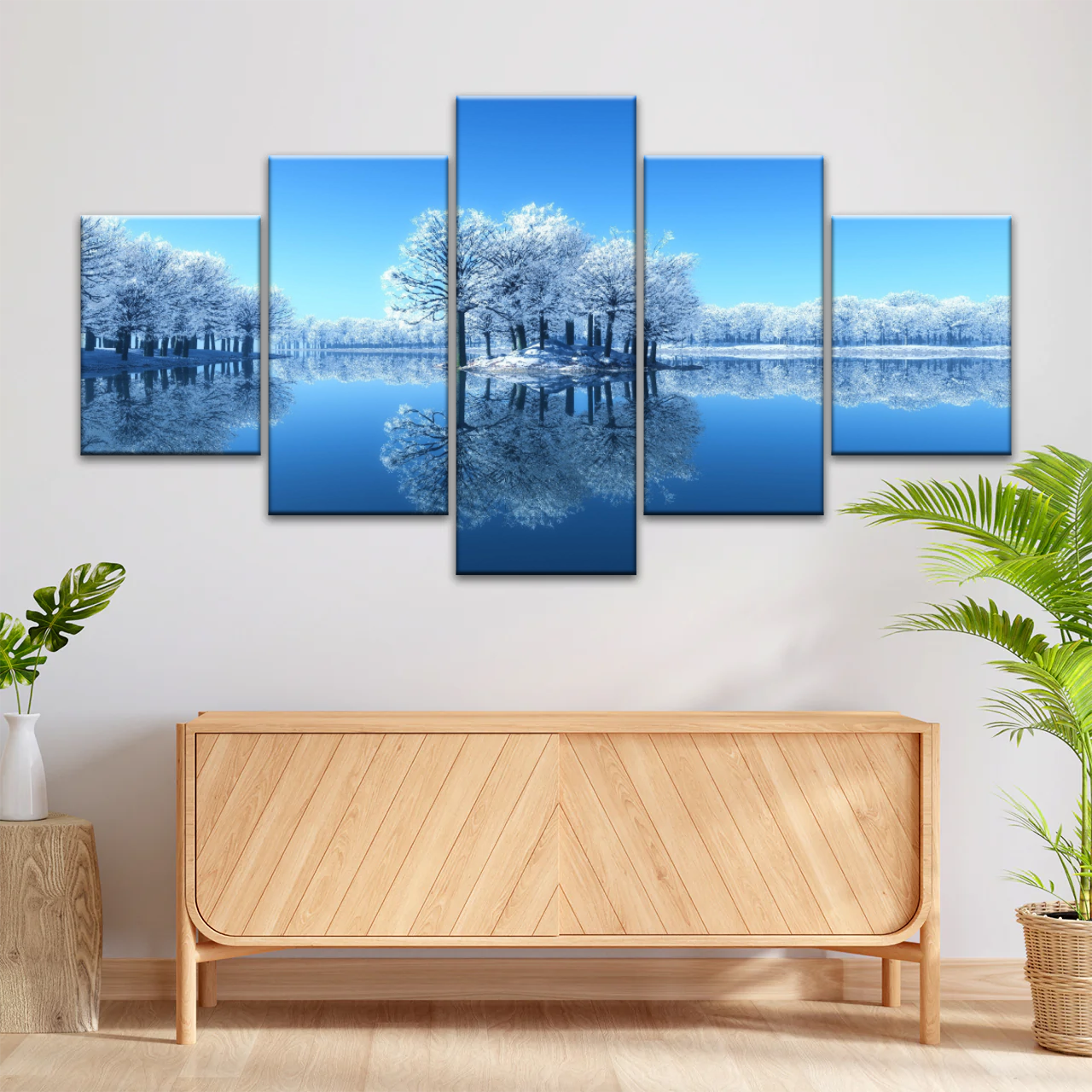 Snow-covered Trees on The Lake Wall Art