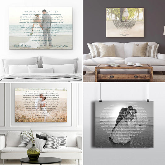 Custom Lyrics Vows On Heart Canvas Landscape - Canvas Print Sale