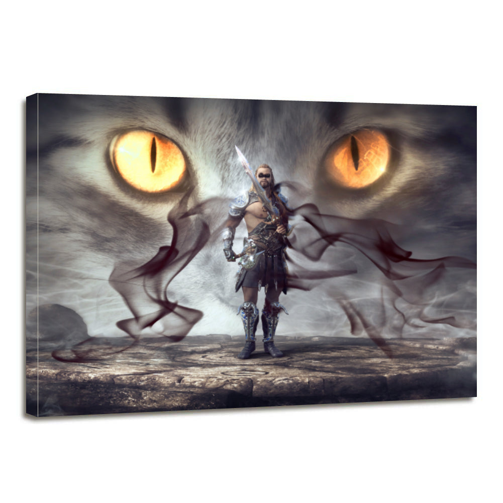 Fantasy Warrior Mystical Eyes Smoke Gloomy Man Canvas Prints Wall Art Home Decor - Canvas Print Sale