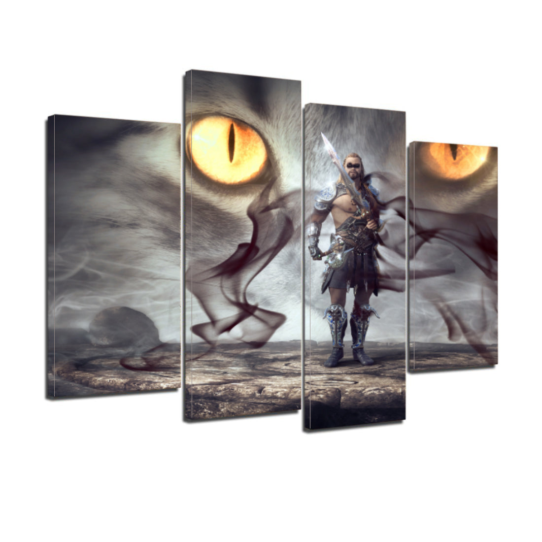 Fantasy Warrior Mystical Eyes Smoke Gloomy Man Canvas Prints Wall Art Home Decor - Canvas Print Sale