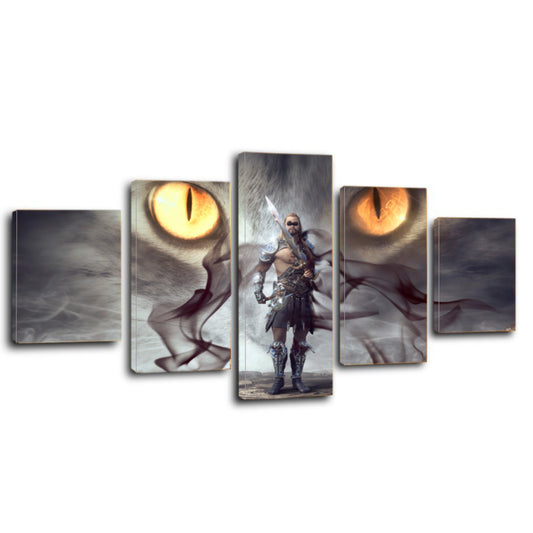 Fantasy Warrior Mystical Eyes Smoke Gloomy Man Canvas Prints Wall Art Home Decor - Canvas Print Sale