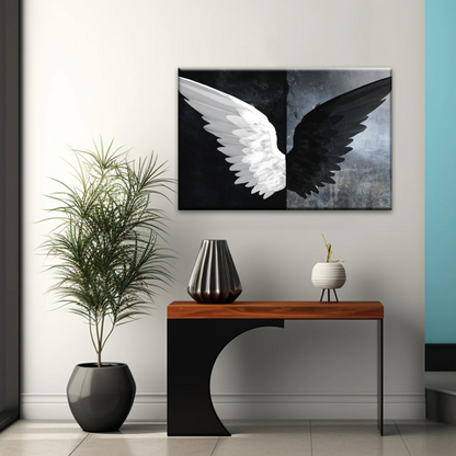 Black & White Angel Wings Photo Canvas Prints