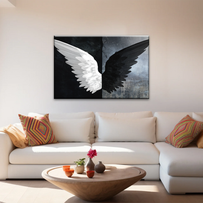 Black & White Angel Wings Photo Canvas Prints