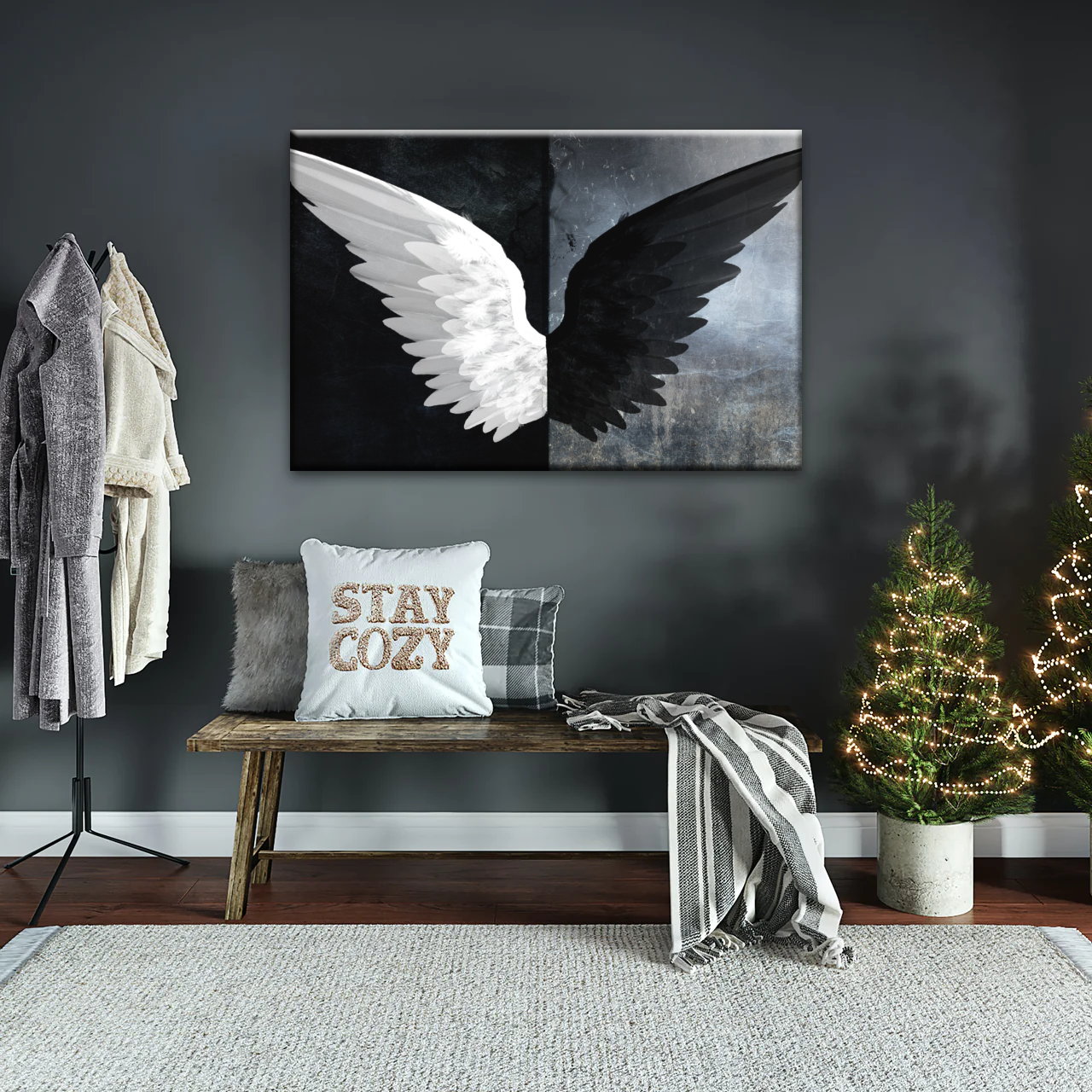 Black & White Angel Wings Photo Canvas Prints