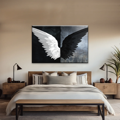 Black & White Angel Wings Photo Canvas Prints