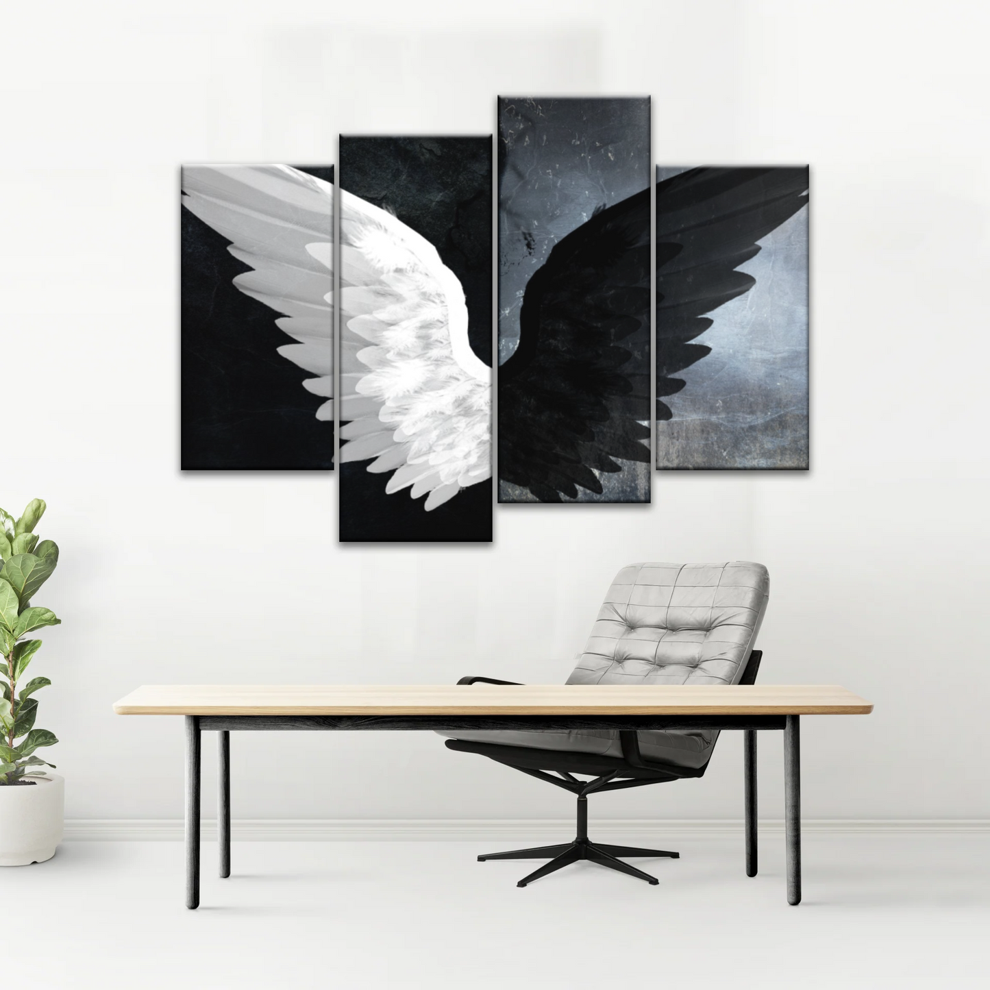 Black & White Angel Wings Photo Canvas Prints