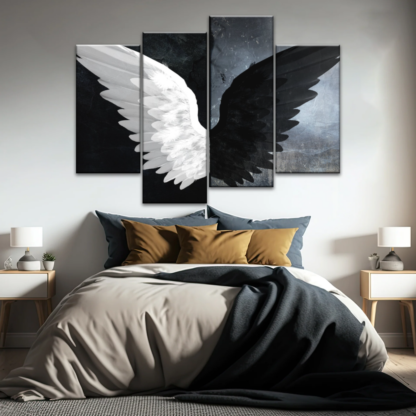 Black & White Angel Wings Photo Canvas Prints