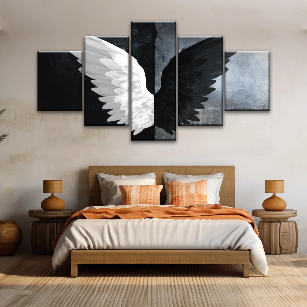 Black & White Angel Wings Photo Canvas Prints