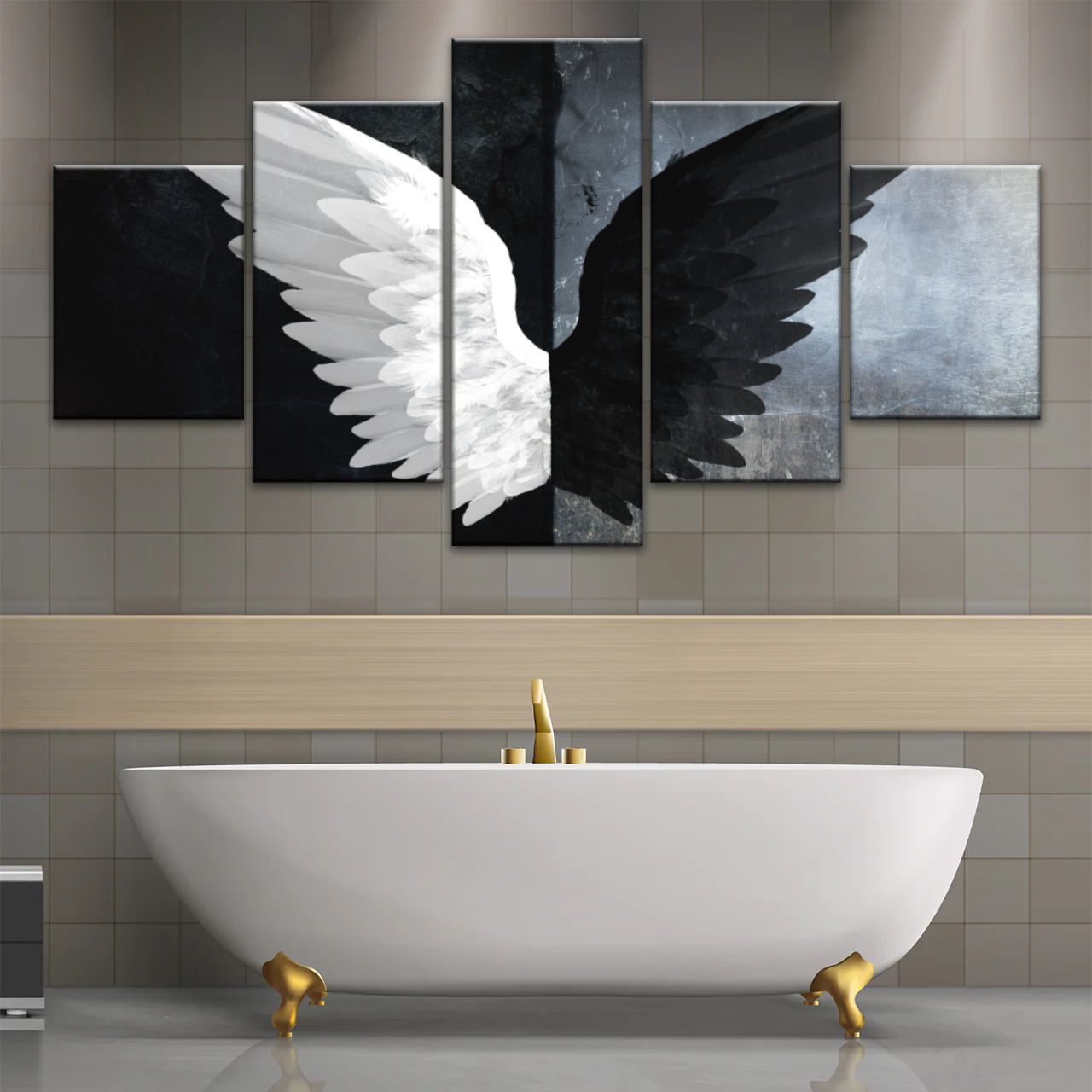 Black & White Angel Wings Photo Canvas Prints