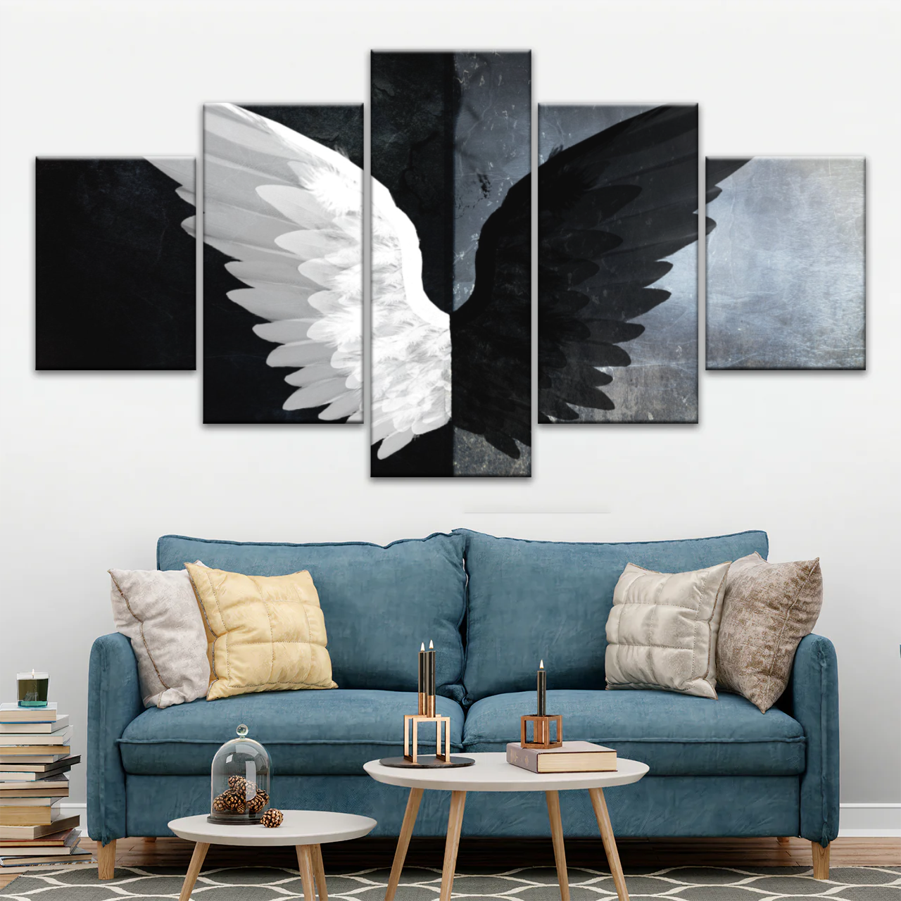 Black & White Angel Wings Photo Canvas Prints