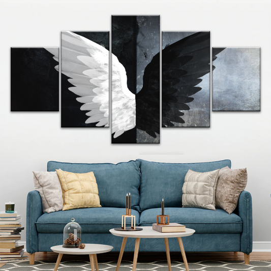 Black & White Angel Wings Photo Canvas Prints