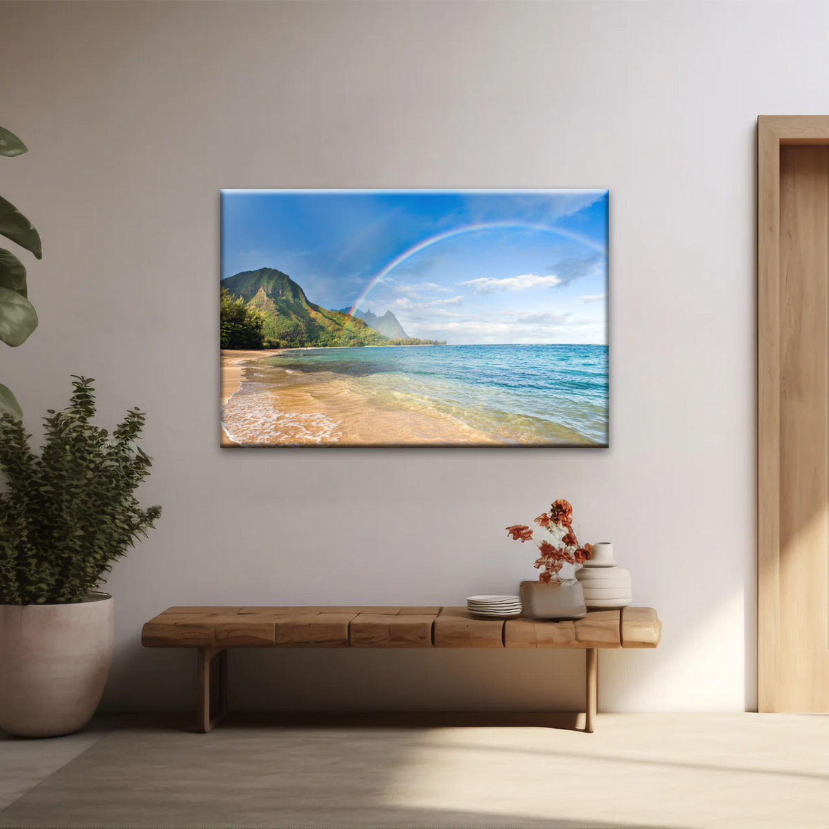 Beach Rainbow Wall Art Home Decor - Personalised Canvas Art