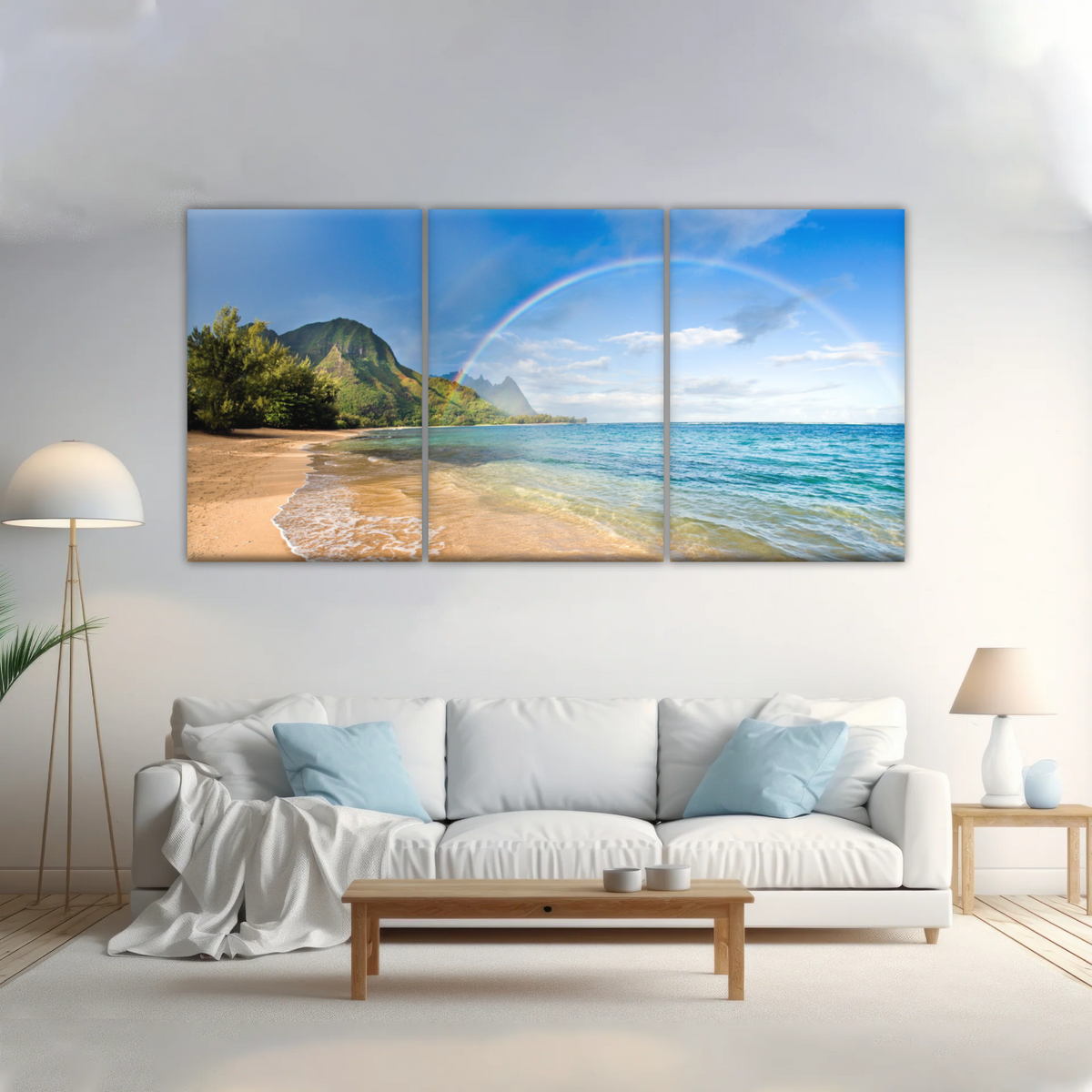 Beach Rainbow Wall Art Home Decor - Personalised Canvas Art