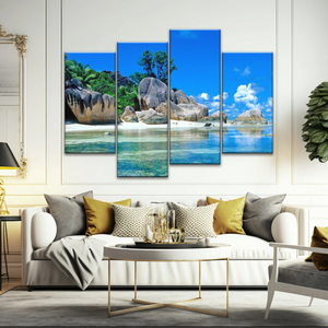 Beautiful Scenery of The Beach Under Blue Sky Beach Wall Art