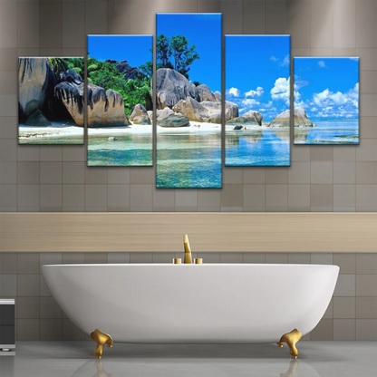 Beautiful Scenery of The Beach Under Blue Sky Beach Wall Art