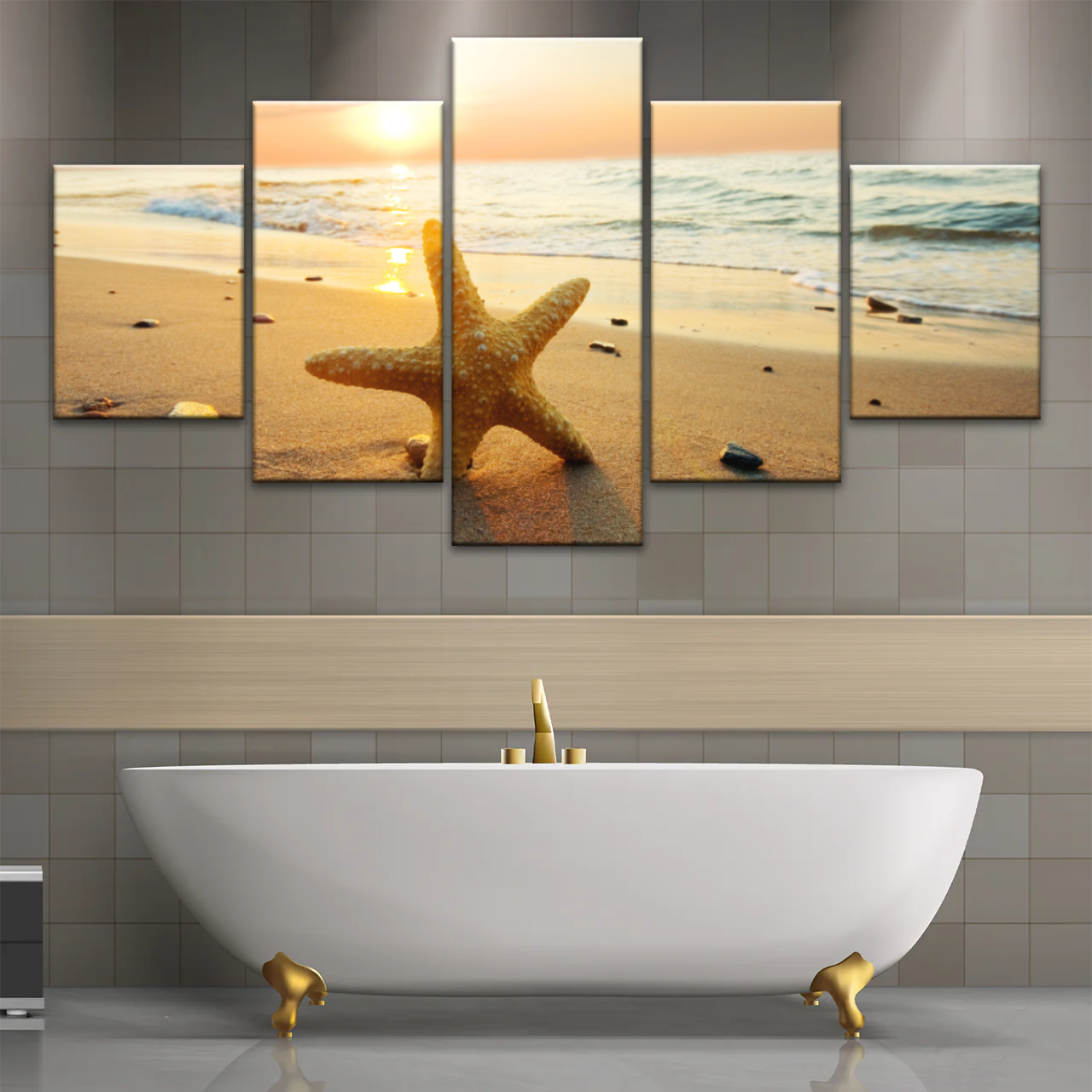 Beautiful View Of The Seaside Under The Sunset Beach Art For Wall