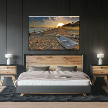 Load image into Gallery viewer, Boats Docked at The Beach at Sunset Canvas Prints From Photos
