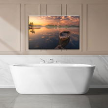Load image into Gallery viewer, Sunset Reflection Boat In Peaceful Lake Ringerike Norway Picture Canvas Prints