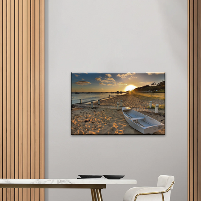 Boats Docked at The Beach at Sunset Canvas Prints From Photos