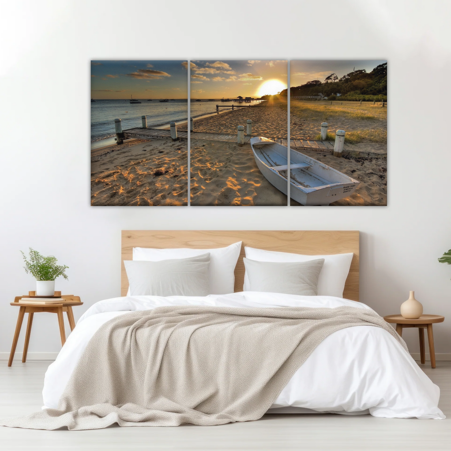 Boats Docked at The Beach at Sunset Canvas Prints From Photos