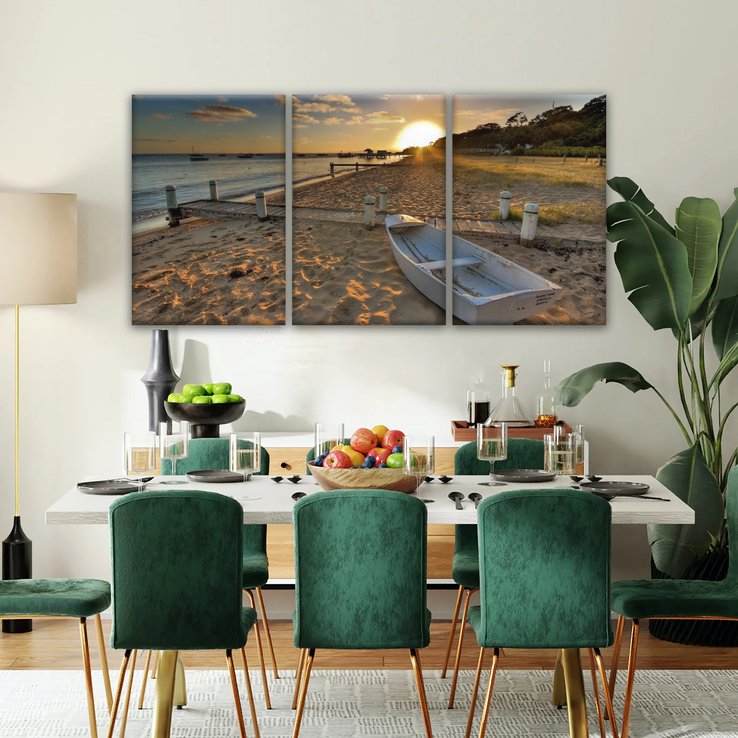 Boats Docked at The Beach at Sunset Canvas Prints From Photos