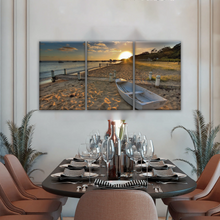 Load image into Gallery viewer, Boats Docked at The Beach at Sunset Canvas Prints From Photos