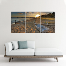 Load image into Gallery viewer, Boats Docked at The Beach at Sunset Canvas Prints From Photos