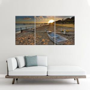 Boats Docked at The Beach at Sunset Canvas Prints From Photos