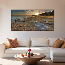 Load image into Gallery viewer, Boats Docked at The Beach at Sunset Canvas Prints From Photos