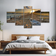 Load image into Gallery viewer, Boats Docked at The Beach at Sunset Canvas Prints From Photos