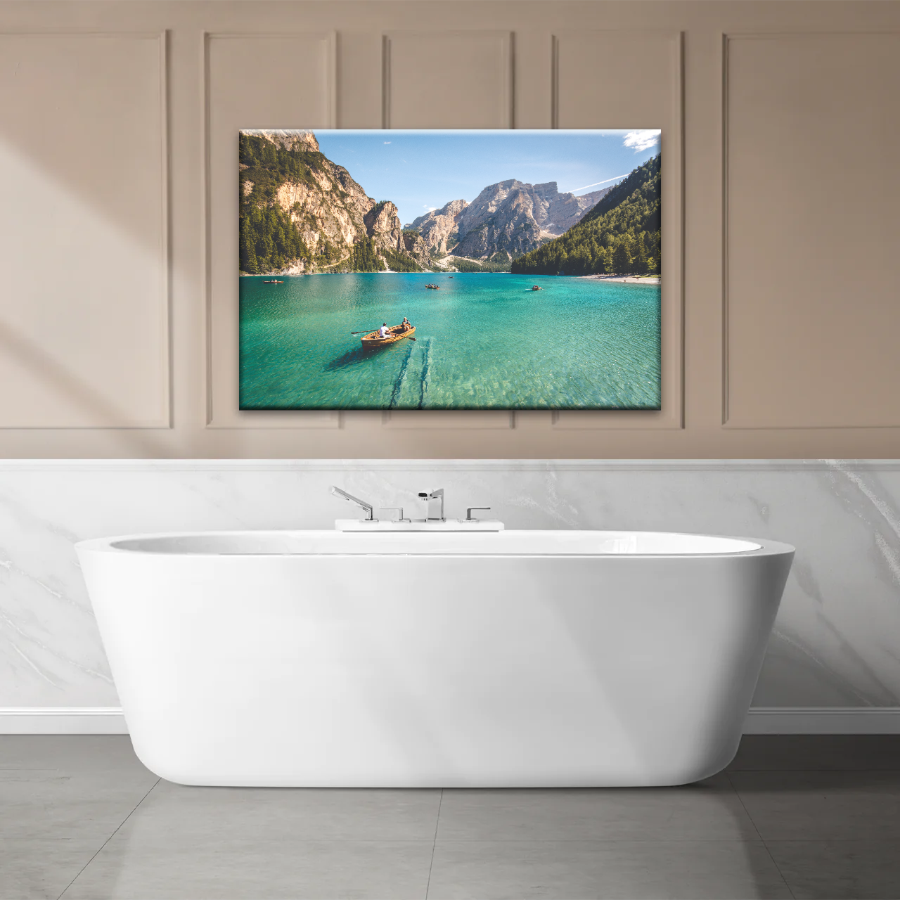 Boating Under Clear Skies Canvas Prints Wall Art